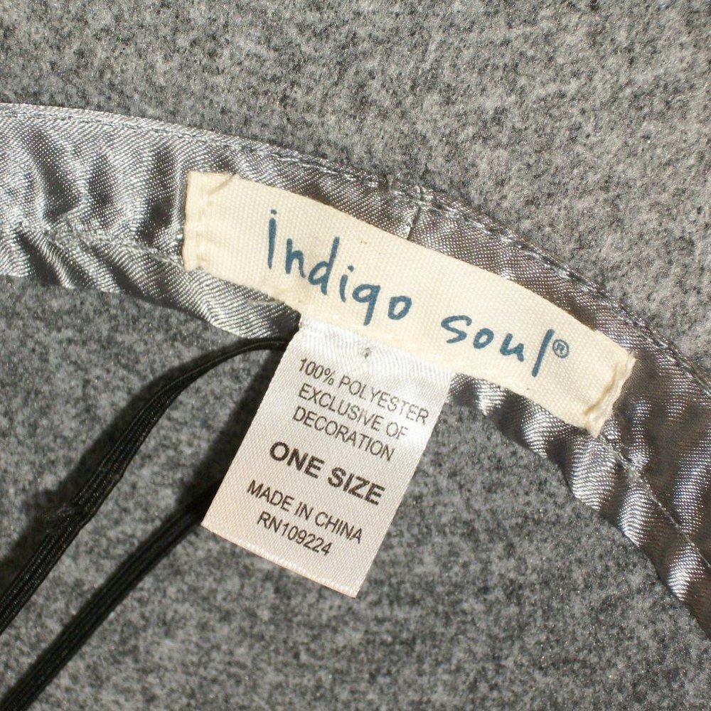 INDIGO SOUL NEW Cloche Bucket Hat Gray Felt w/ Faux Tortoise Shell Buckle OSFM - Picture 7 of 10